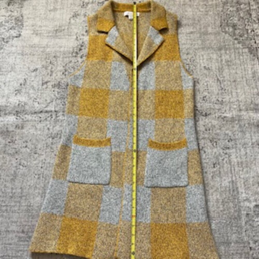 🧡3/15 Monteau Los Angeles Long Sweater Vest Cardigan Women's M - Picture 4 of 9